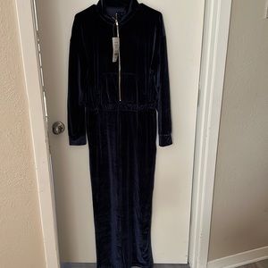 Fabletics velvet jumpsuit navy blue